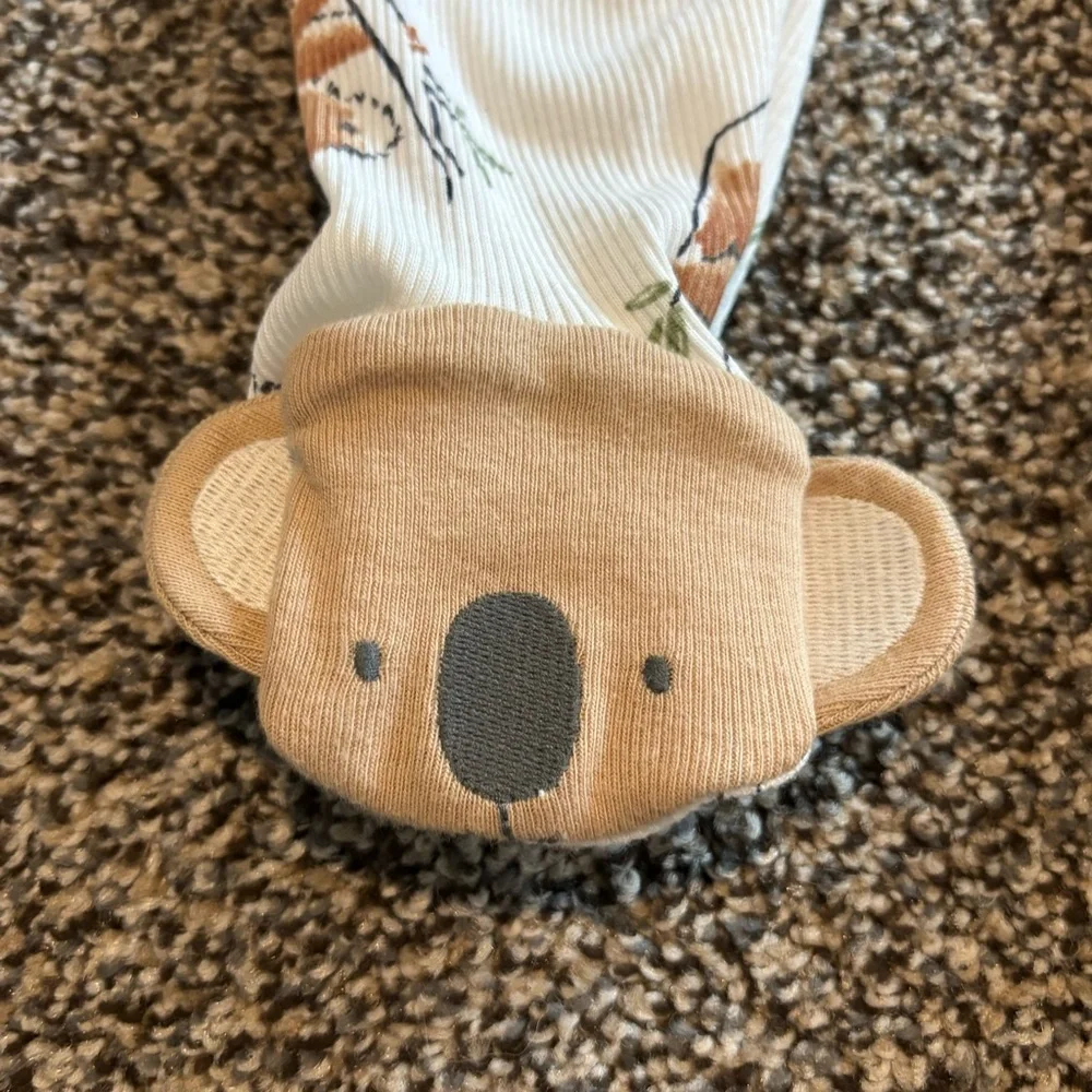 NWT NEW! Carter's White & Tan Koala Print Baby One Piece Footie Sleeper 3-6 mo